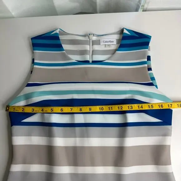 Calvin Klein Blue Striped Midi Dress - Picture 10 of 11
